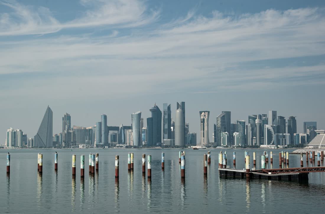 West Bay skyline over calm water